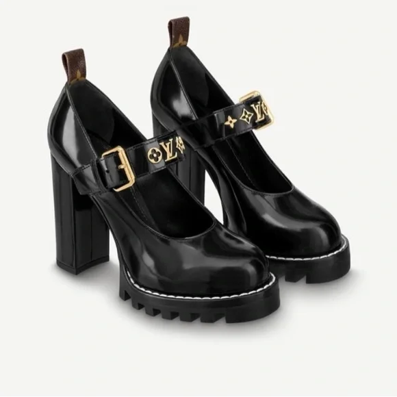 Black Chunky Heel Mary Jane Shoes